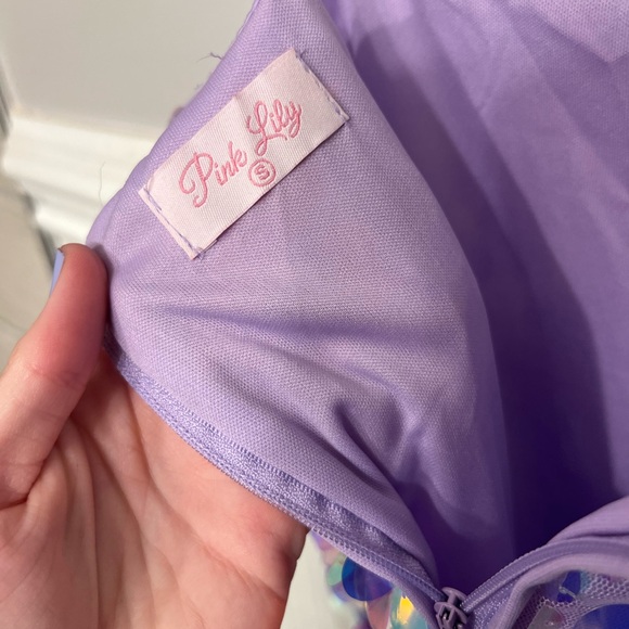 Pink Lily Rock on Purple Large Sequin Dress - Picture 3 of 6